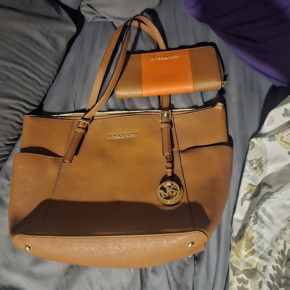 Michael Kors Brown Leather Tote with Wallet